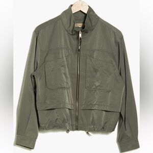 Democracy dusty olive satin Crop Utility Jacket women’s Medium